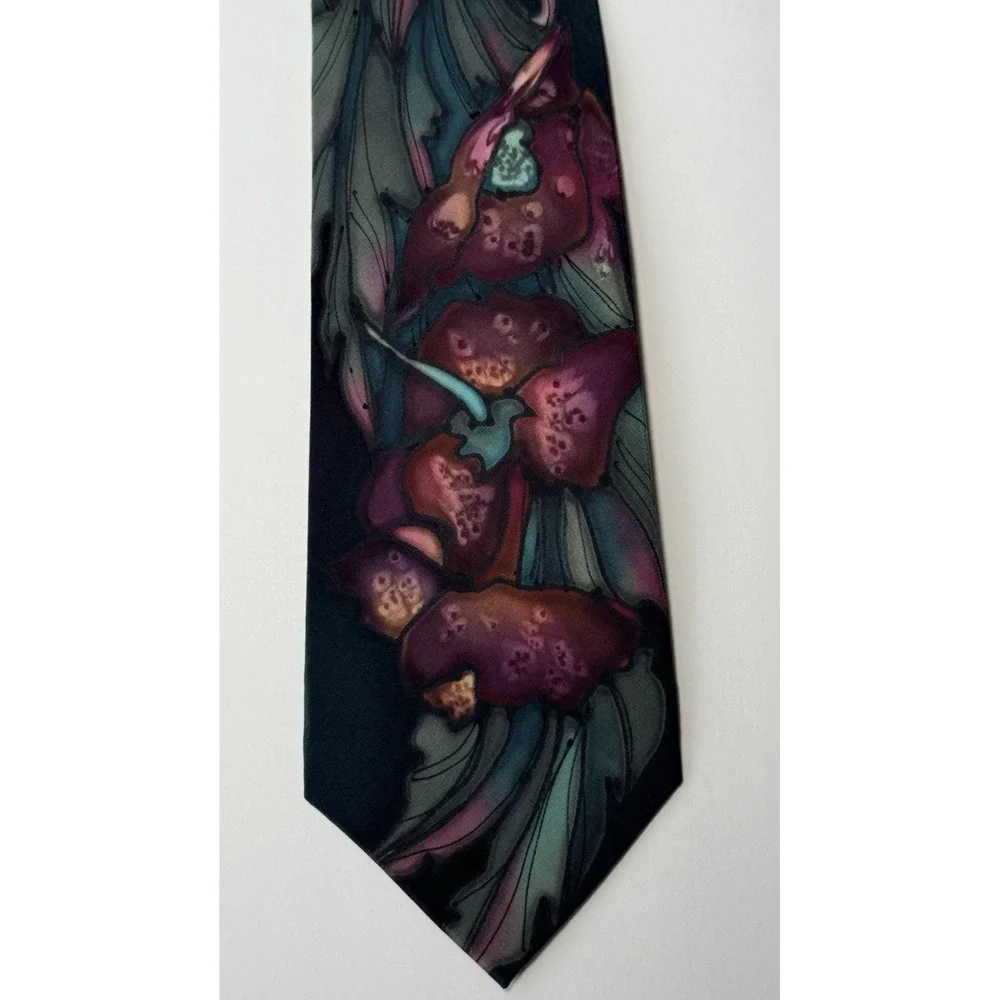 Robert‎ Daskal Hand Painted Artist Signed 100% Silk Tie NEW/Pre-Owned-Lot 3-USA